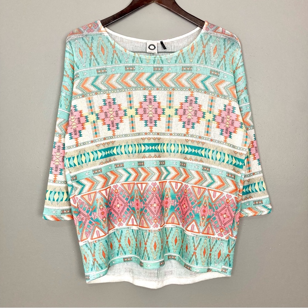 Anthropologie Akemi + Kin Morgana Knit Pullover Top Women’s Size L Southwestern